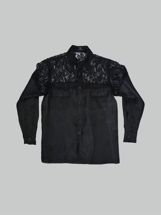 SS22 Black Brocade Organza Shirt 511