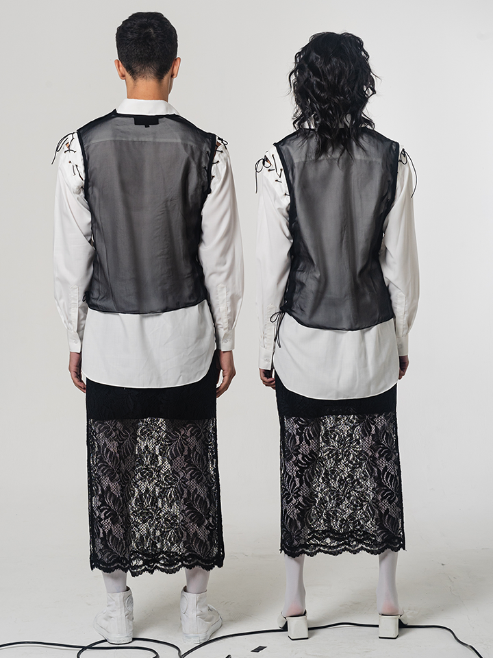 SS22 Black Chiffon Vest 511